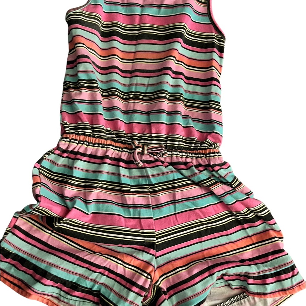 The Children's Place Pink and Green Jumpsuit Vibrant Stripes